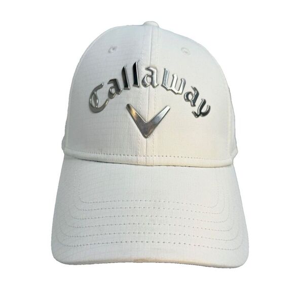 Callaway Other - Callaway White Silver Hat Cap Other Hook &Loop Strap-Back OSFA 100% Polyester
